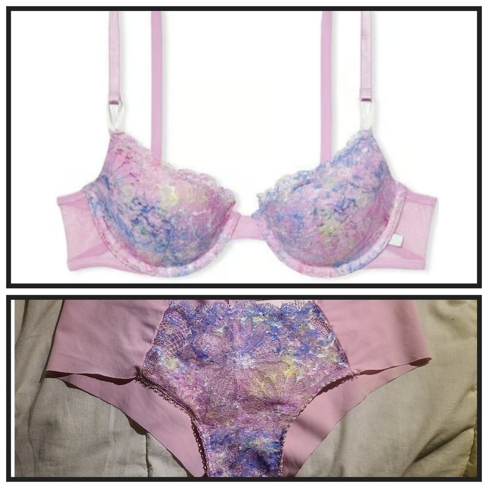 NWT Victoria's Secret Sexy Tee Lightly-Lined Lace Demi Bra & Matching Panty Sz S